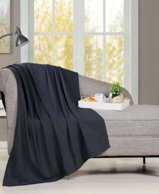 Milan Cotton Jacquard Dobby Weave Textured Striped Lightweight Woven Throw, 50" x 60"