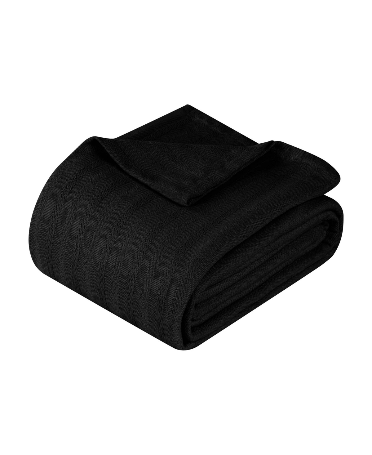 Superior Clara Cotton Textured Striped Lightweight Woven Blanket, California King In Black