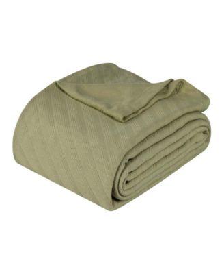 Milan Cotton Jacquard Dobby Weave Textured Striped Lightweight Woven Blanket, Twin