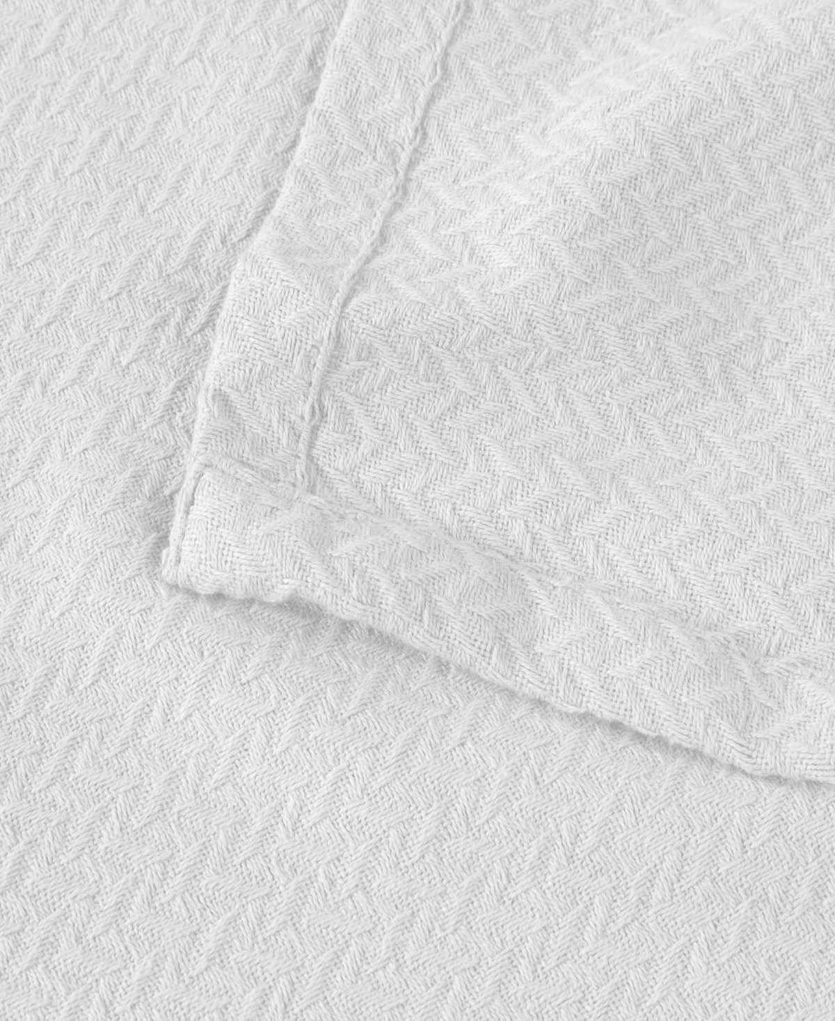 Superior Nobel Cotton Jacquard Dobby Weave Textured Chevron Lightweight Woven Throw, 50" X 60" In White