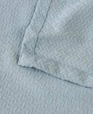 Nobel Cotton Jacquard Dobby Weave Textured Chevron Lightweight Woven Blanket, Full/Queen