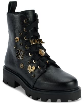 KARL LAGERFELD PARIS Women s Makenzie Combat Ankle Boots