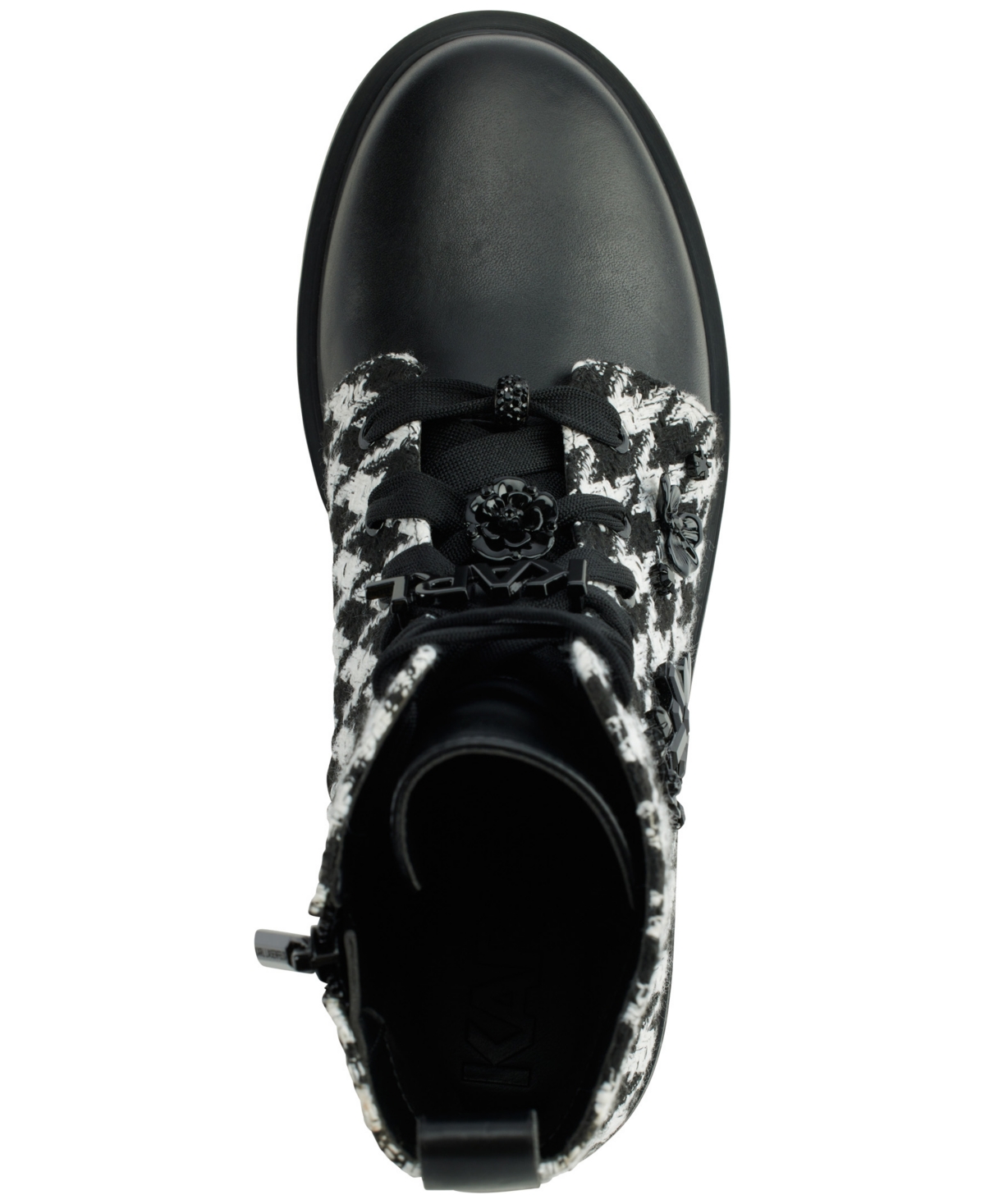 Karl Lagerfeld Paris Makenzie Combat Boot In Black,white