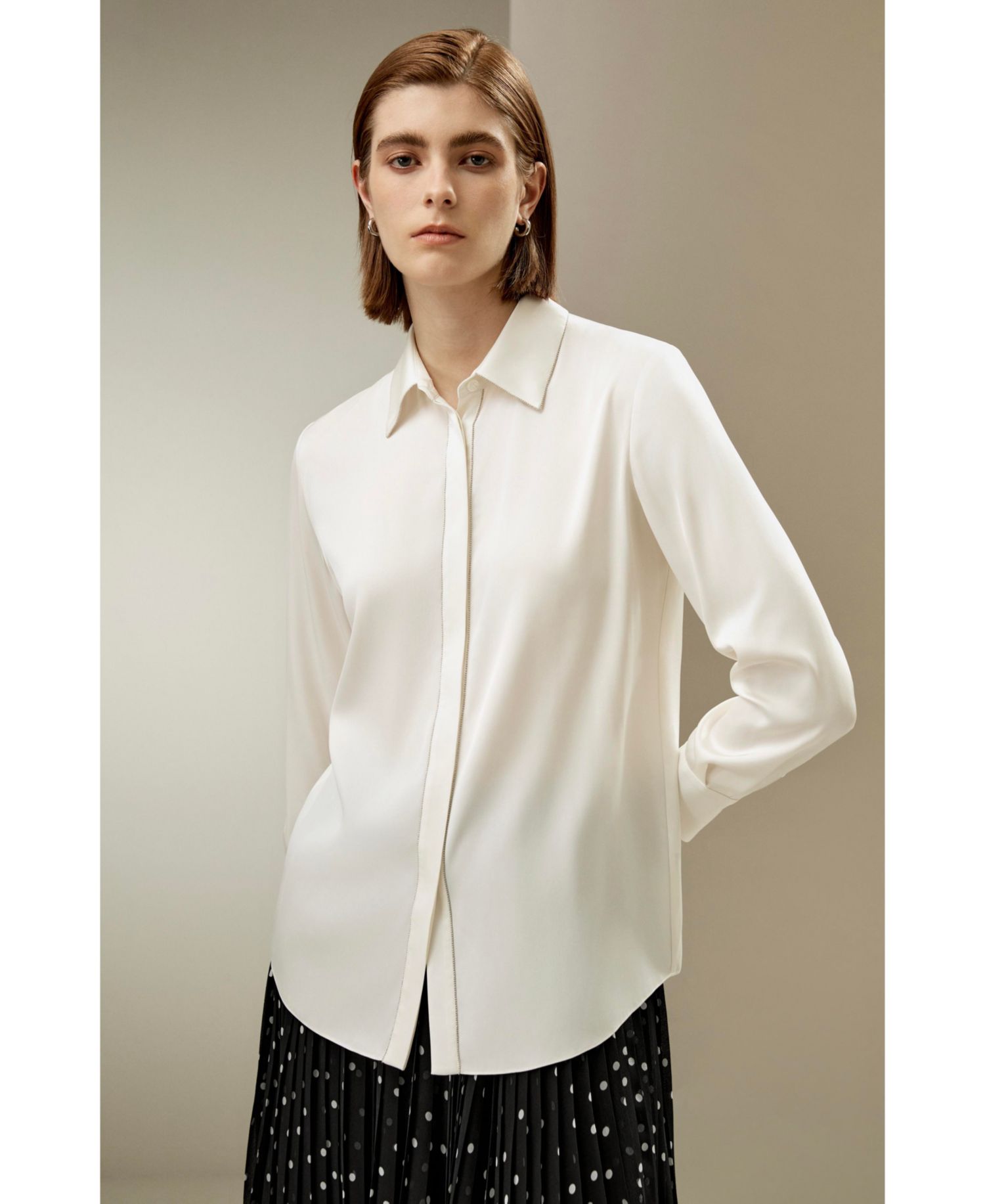 Women's Beaded Chain Silk Shirt