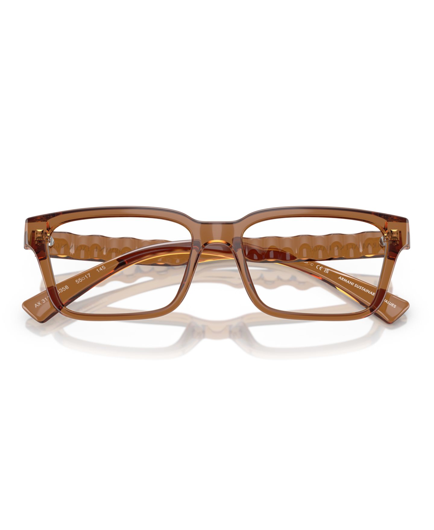 Мужские очки Armani Exchange Man Rectangle Plastic AX3116 Eyeglasses, цвет: Блестящий прозрачный — фото 14