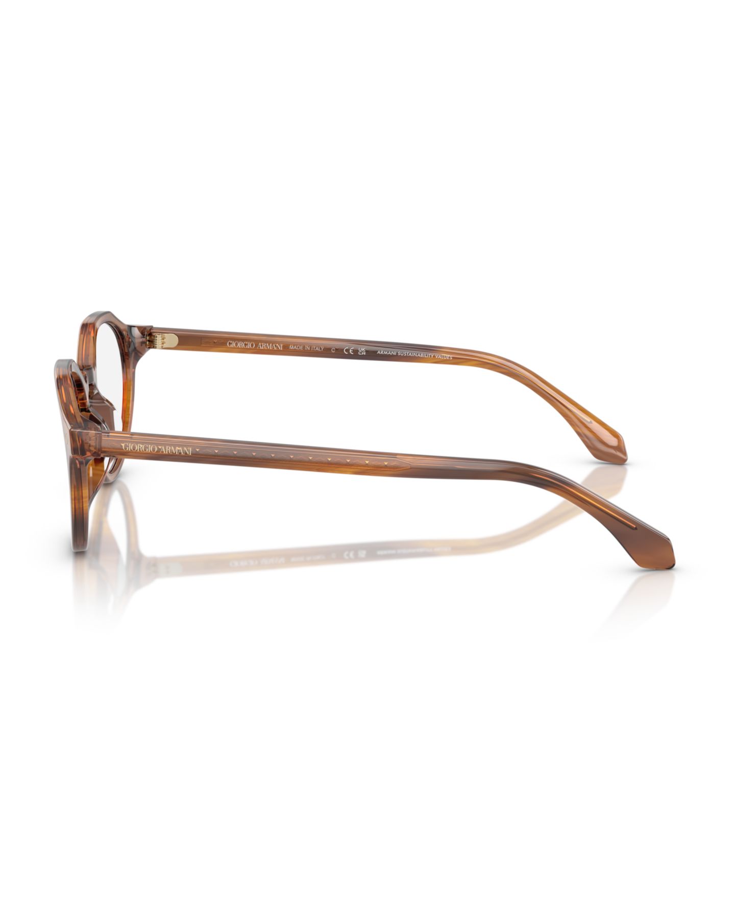 Мужские очки Giorgio Armani Man Panthos Plastic AR7264U Eyeglasses, цвет: Полосатый медовый — фото 3