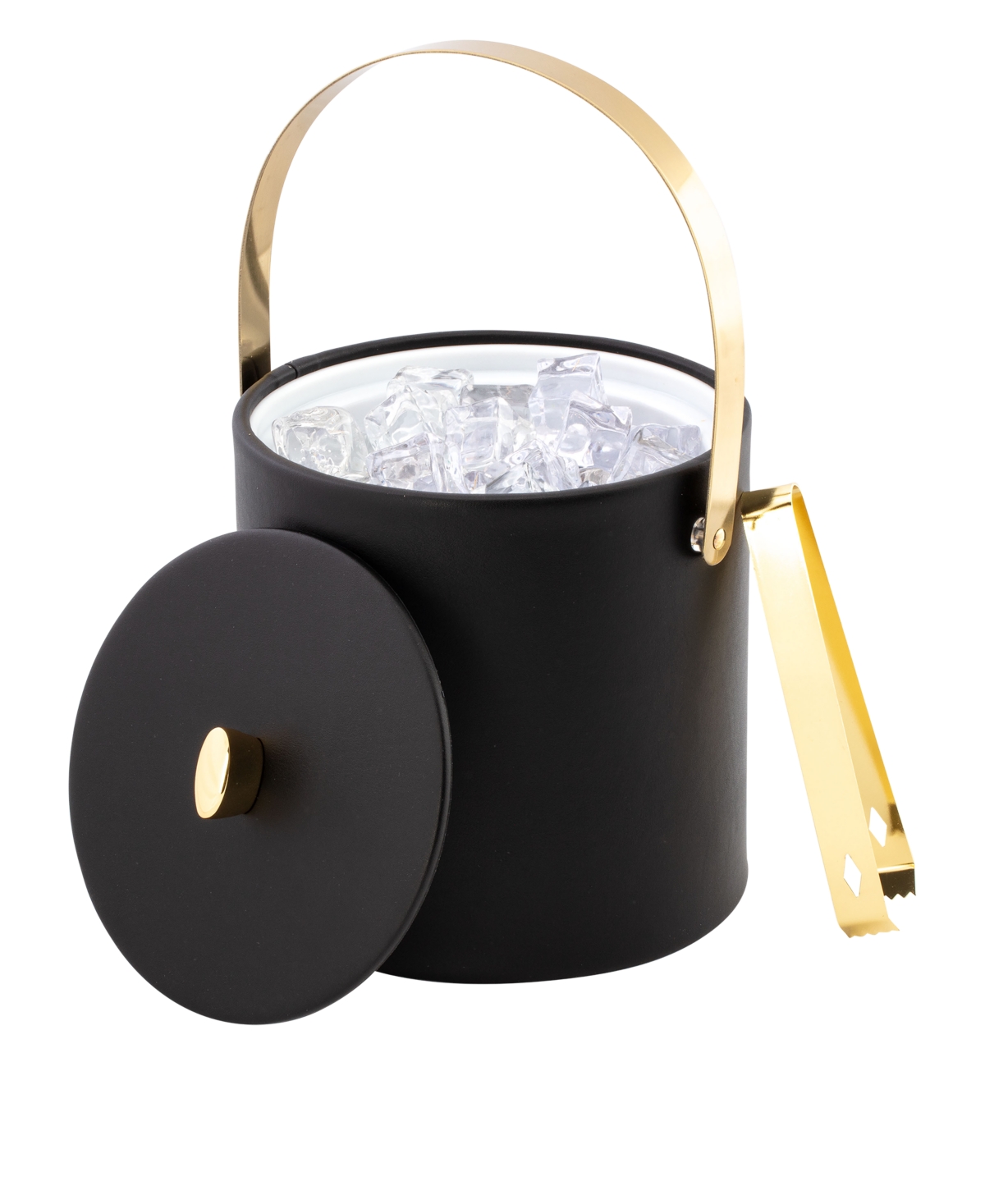Kraftware Oxford Ice Bucket And Ice Tong, 3 Quart In Black