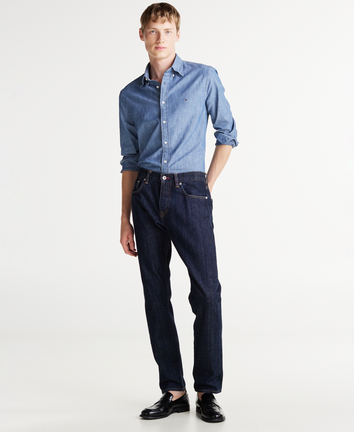 Tommy Hilfiger Men's Regular-Fit Chambray Button-Up Shirt