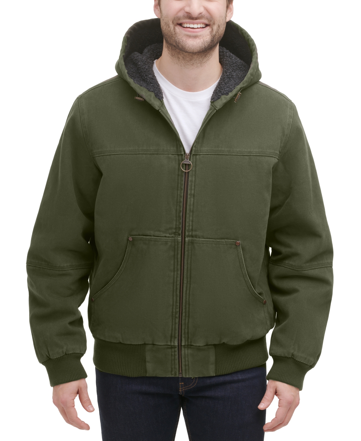 Bass Outdoor Men's Hooded Zip-Front Fleece-Lined Bomber Jacket