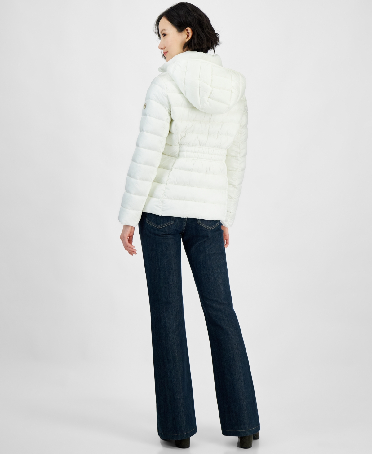 Michael Kors Michael  Women's Hooded Zip Packable Down Puffer Coat In Bone