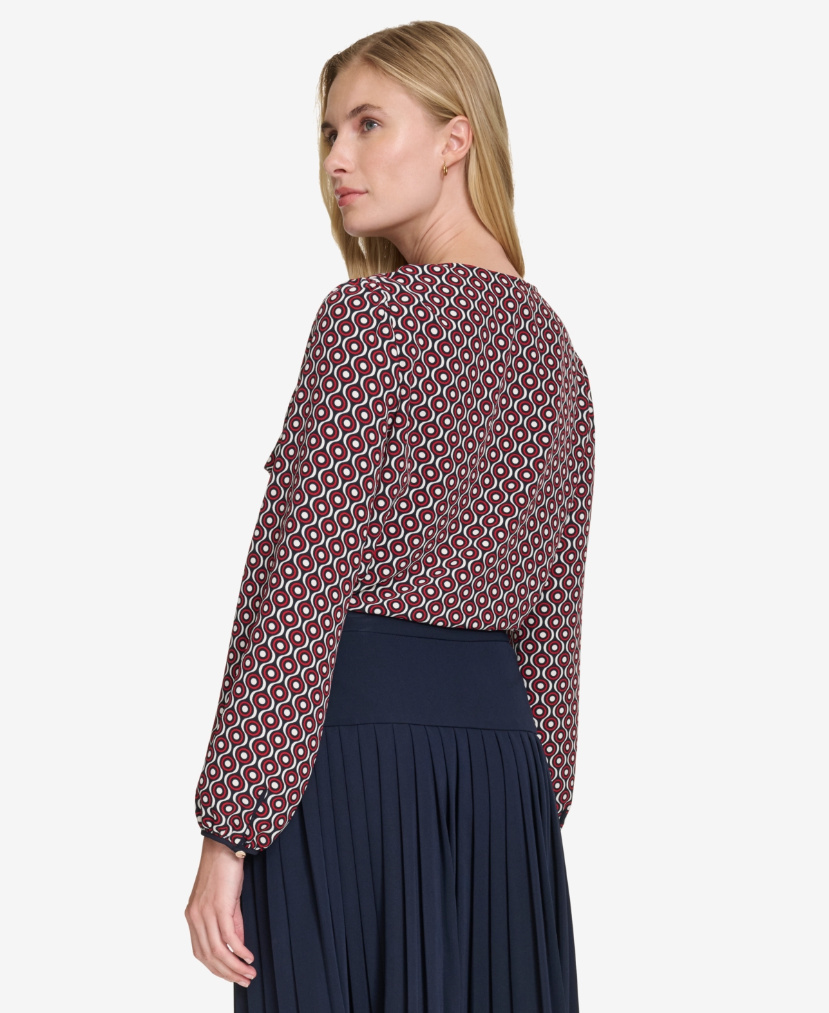 Tommy Hilfiger Women's Printed Boat-Neck Tie Top -Multi