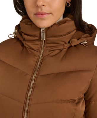 Women's Faux-Fur-Lined Hooded Puffer Coat
