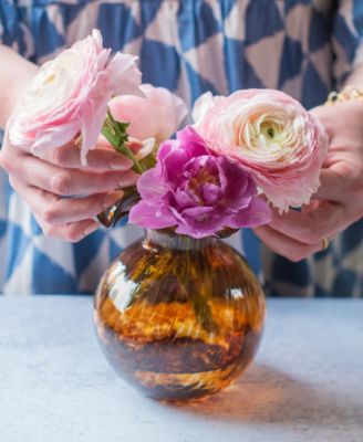 Hibiscus Glass Tortoiseshell Bud Vase