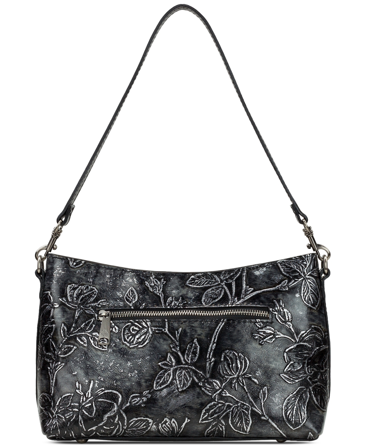 Patricia Nash Betta Medium Leather Crossbody, Created For Macy's In Black Bark Leaves