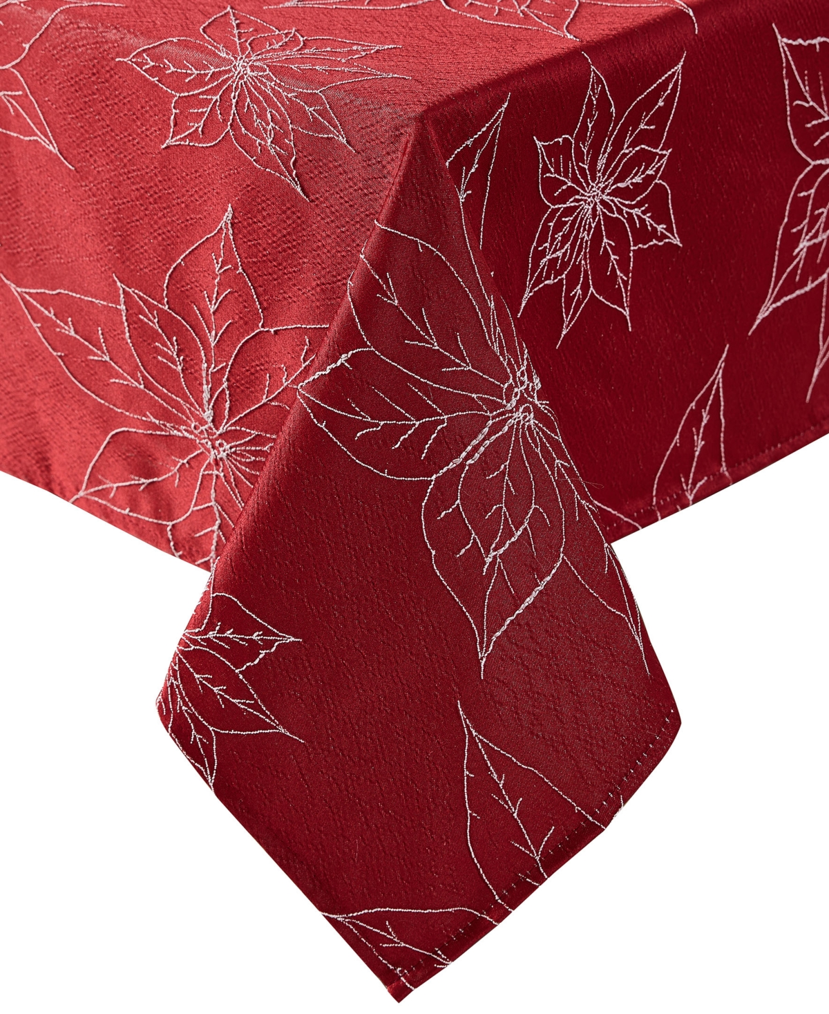 Laura Ashley Raised Woven Tablecloth, 60" X 120" In Poinsettia