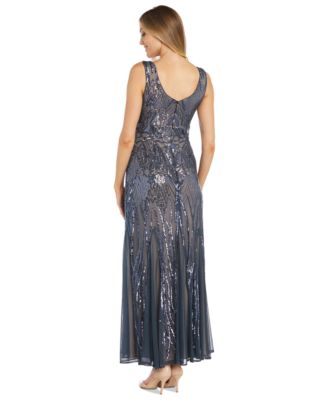 Women's Sequined V-Neck Godet Gown