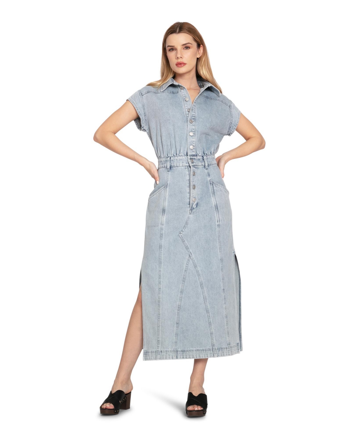 Sundown Denim Midi Shirt Dress - Off-white