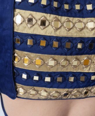 Women's Royal Blue Lehenga Choli with Gold Trim