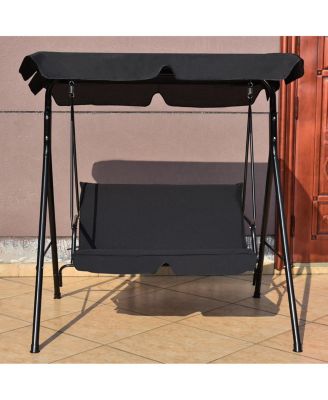 2 Person Weather Resistant Canopy Swing for Porch Garden Backyard Lawn