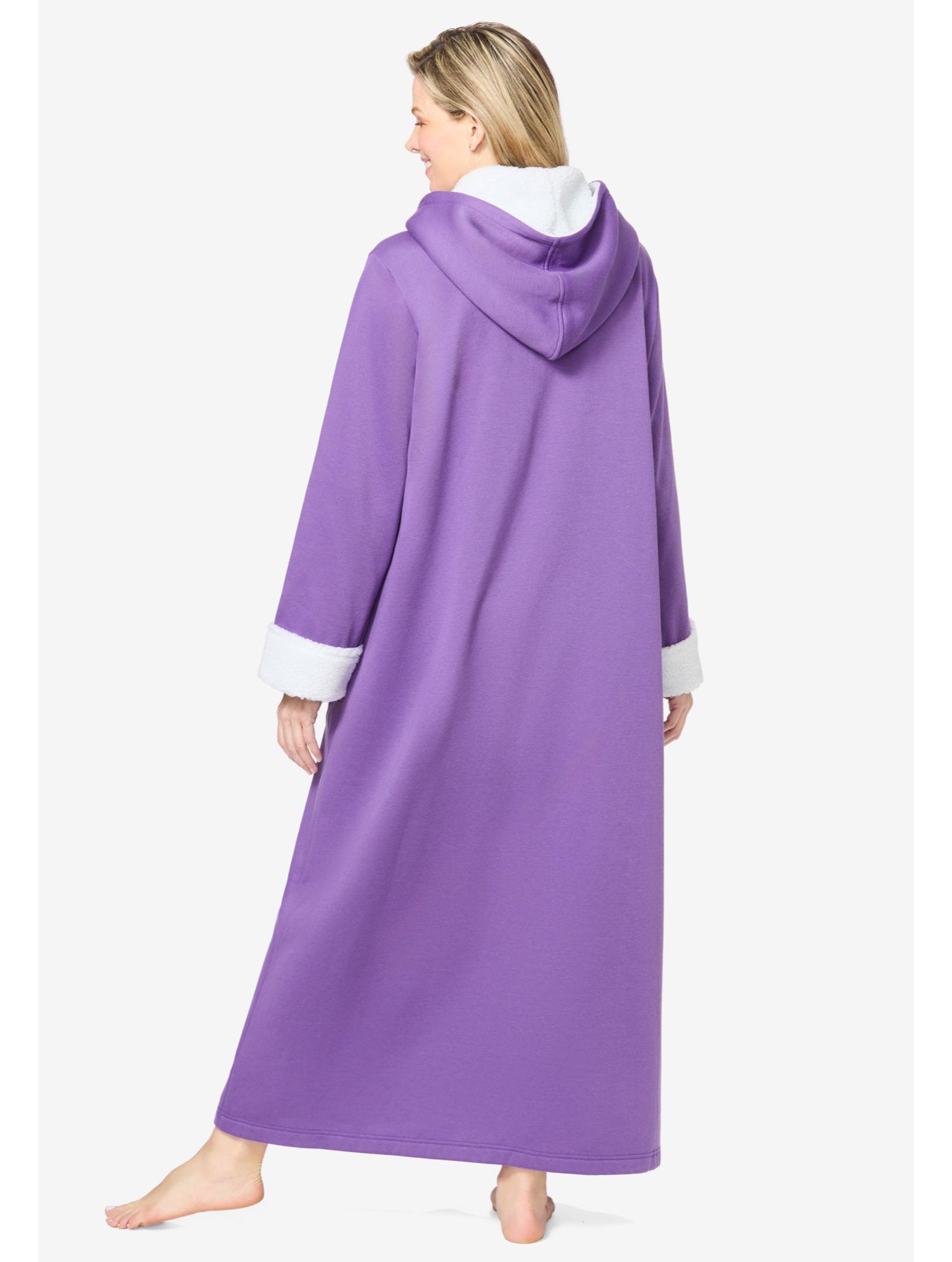 Women's Dreams and Co. Sherpa-Lined Long Hooded Robe