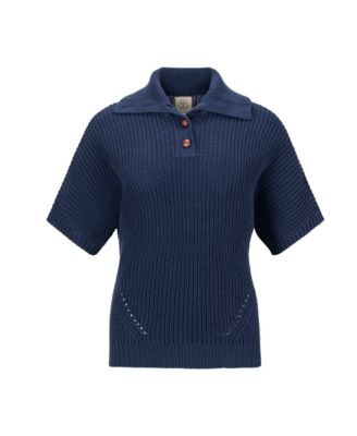 Women's Organic Short Sleeve Spread Collar Sweater