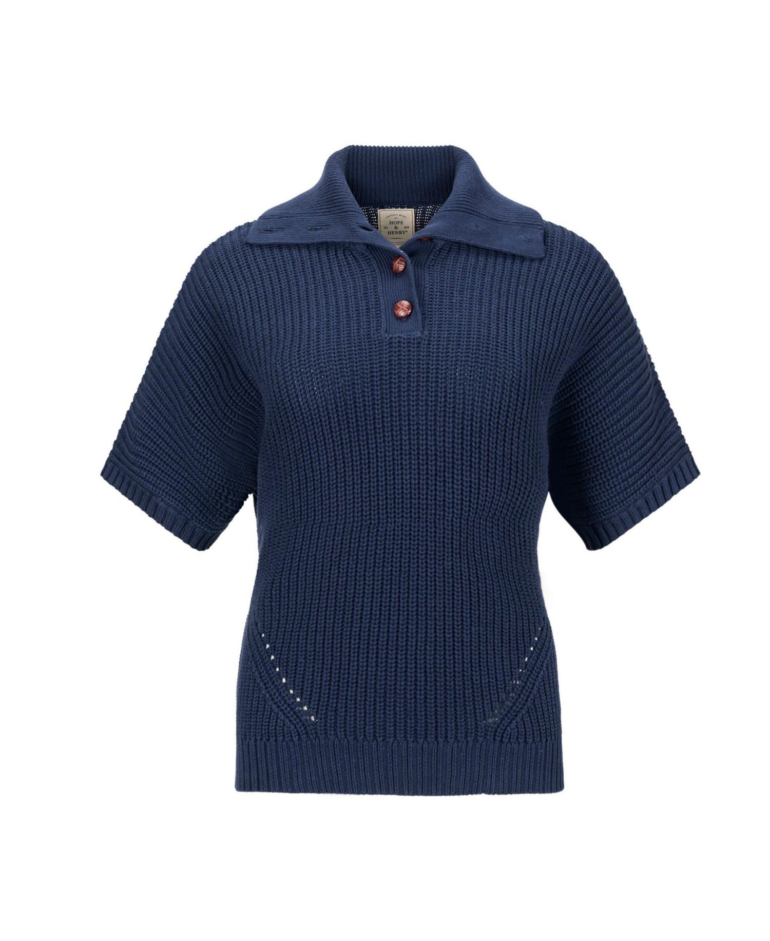Women's Hope and Henry Organic Short Sleeve Spread Collar Sweater