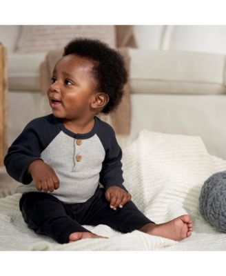 Baby Boys Long Sleeve Henley Style Onesies Bodysuits, 2-pack
