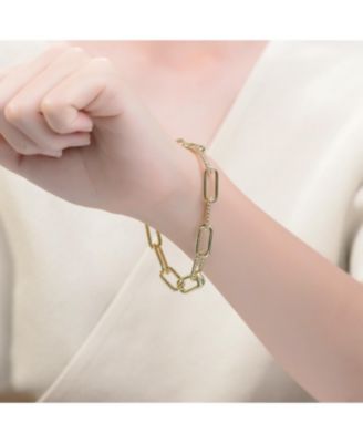 Classy 14K Gold Plated Paperclip Chain Bracelet