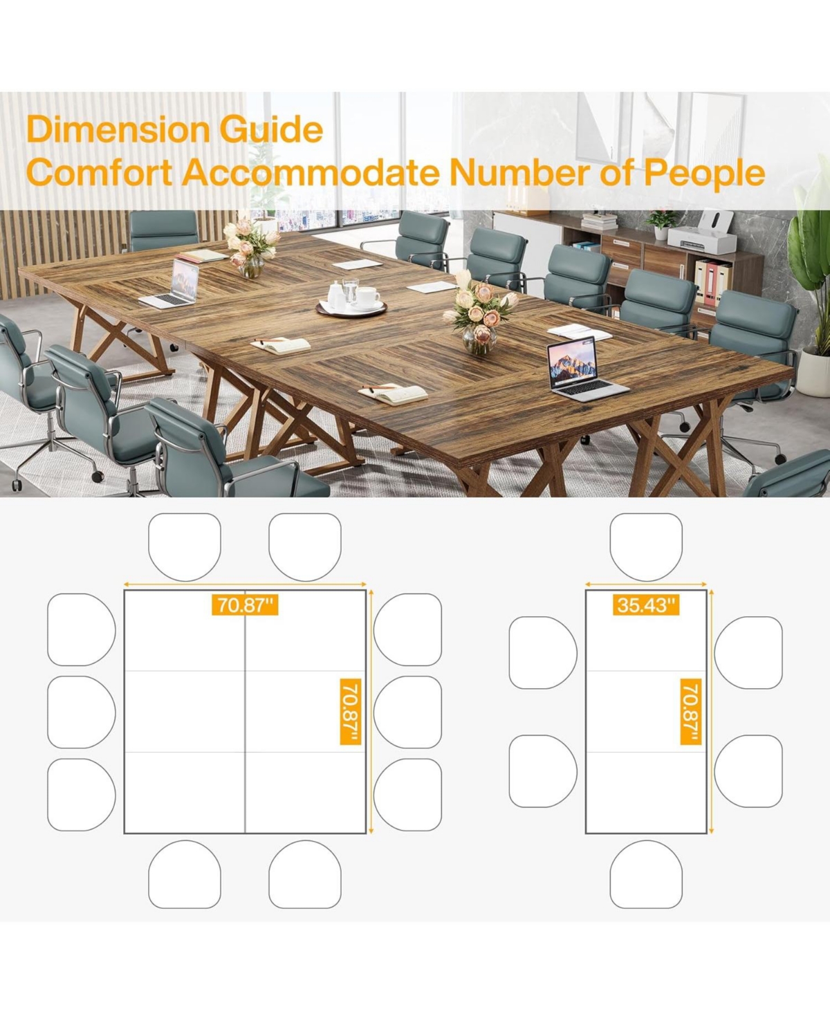 Tribesigns 71 in Conference Room Table, Meeting Table for 8 People, 6ft Conference Table, Modern Seminar Table, Boardroom Table, Large Table for Meeti