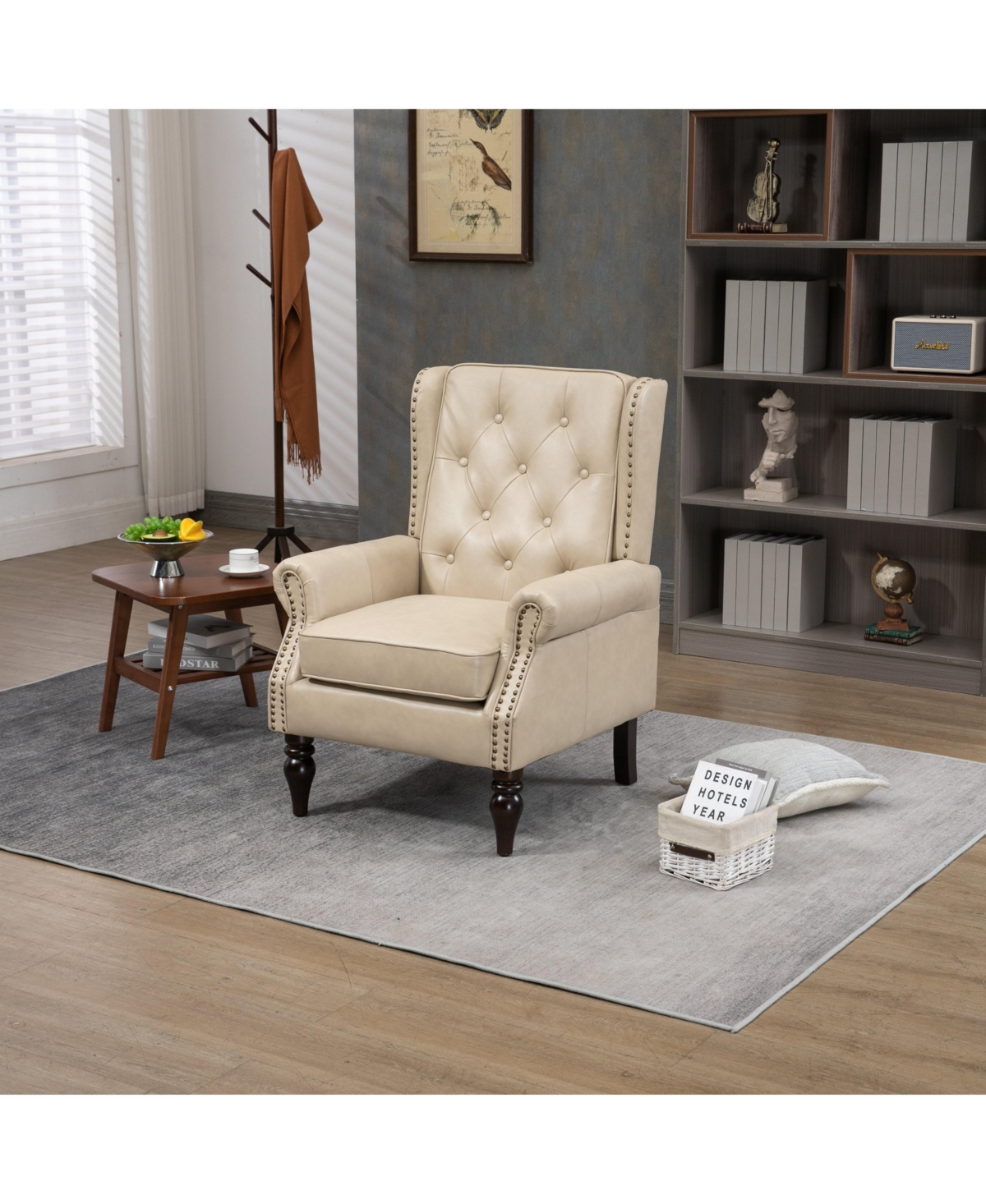 Mondawe Wood Frame Armchair, Modern Accent Chair Lounge Chair For Living Room