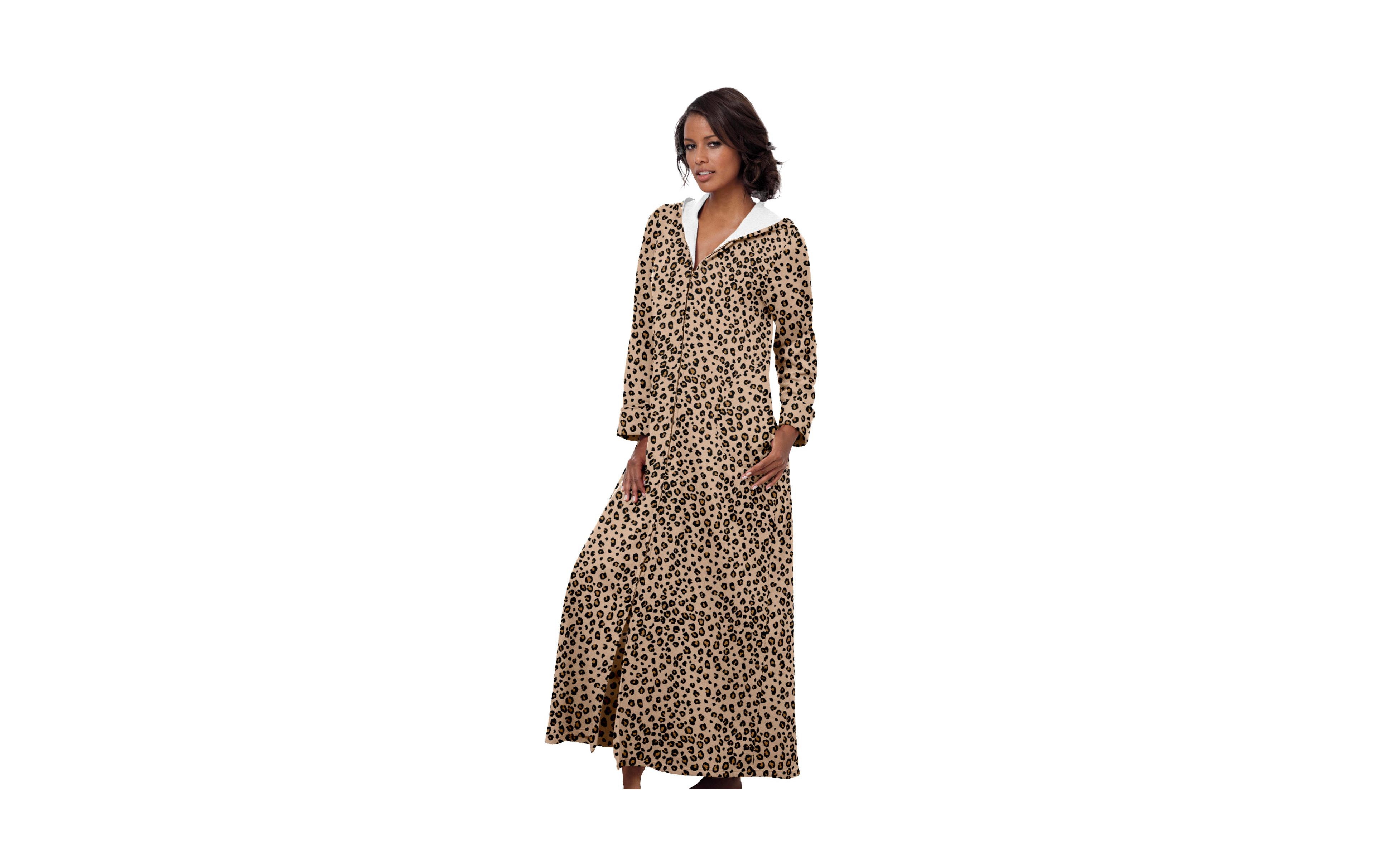Dreams & Co. Plus Long Hooded Fleece Sweatshirt Robe