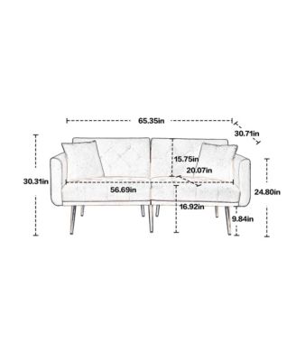 Beige Velvet Sofa , Accent sofa .loveseat sofa with metal feet
