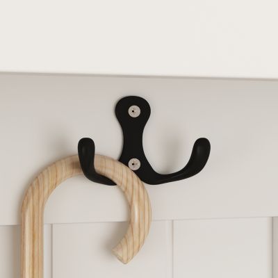 68.5 in. White Wood 3-in-1 Hall Tree Coat Rack Storage Bench with 4-Metal Double Hooks and 2-Drawers, Shelves