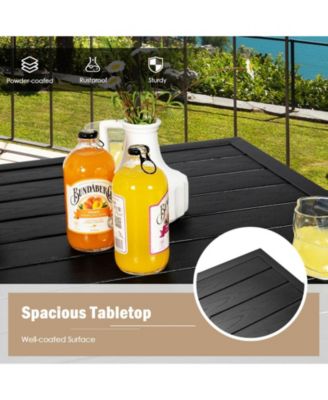 32 Inches Outdoor Steel Square Bar Table with Powder-Coated Tabletop