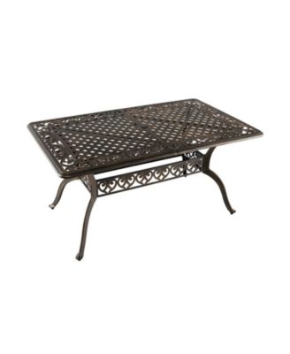 59 Inch Aluminum Patio Dining Table with Umbrella Hole fot 6 Persons