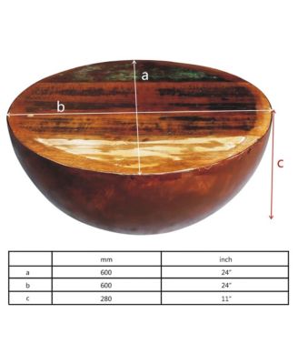 Coffee Table Bowl-shaped with Steel Base Solid Reclaimed Wood