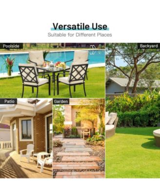 4 Pieces Outdoor Dining Set with Removable Cushions and Rustproof Steel Frame