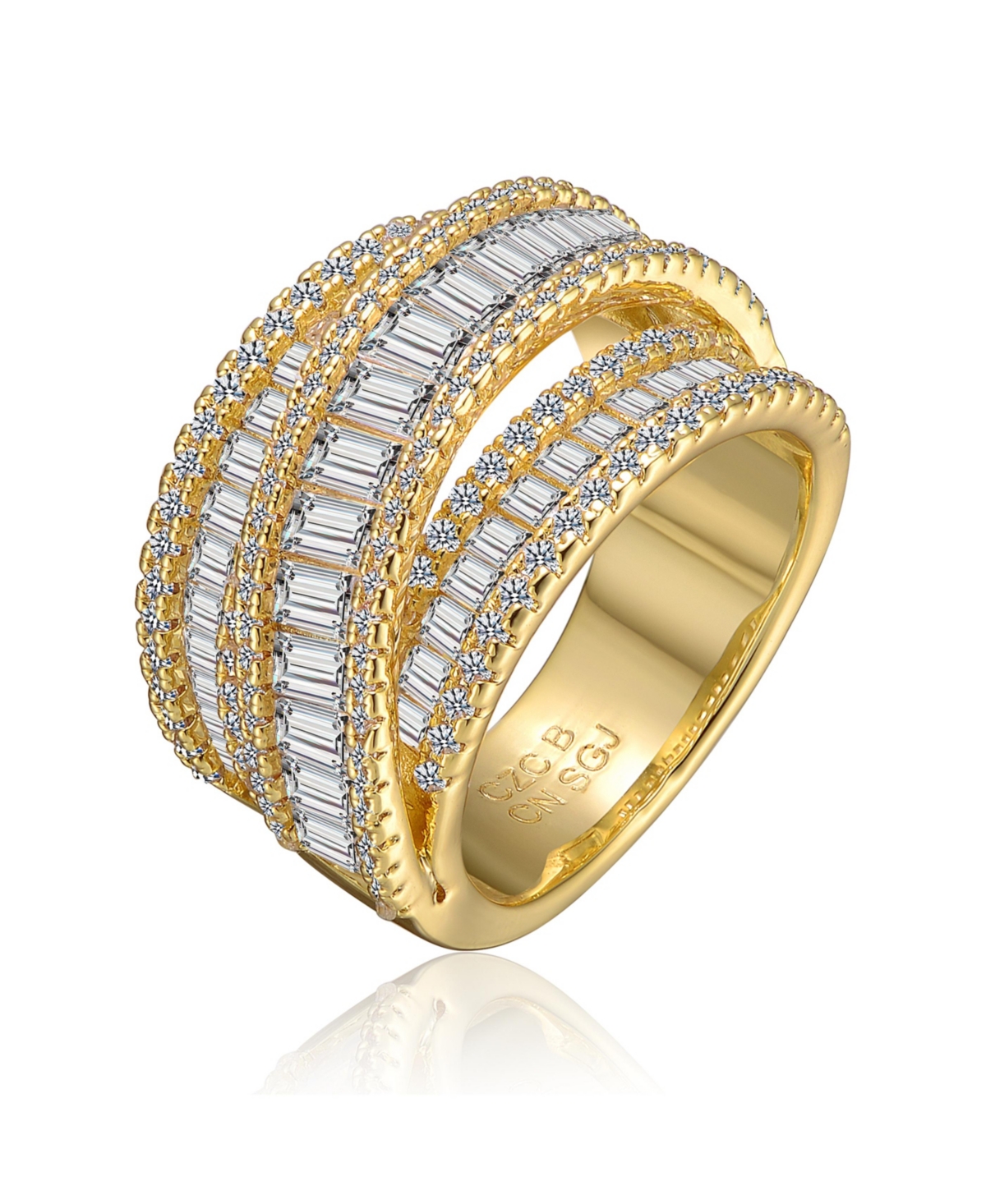 Sterling Silver Cubic Zirconia Crossover Channel Ring - Silver