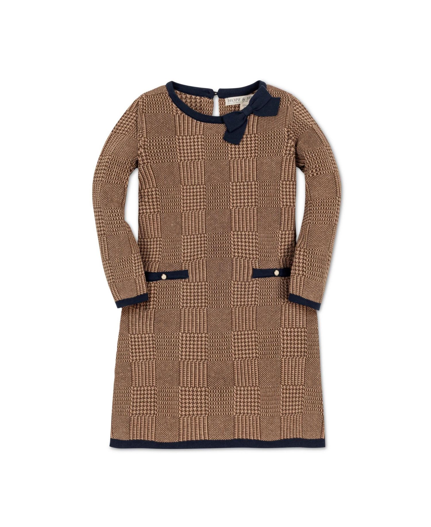Baby Girls Hope and Henry Organic Long Sleeve Bow Detail Intarsia Sweater Dress