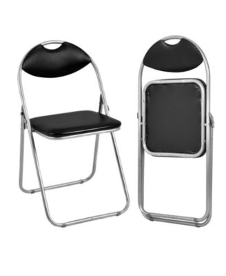 2 Pieces Portable Folding Dining Chairs Set with Carrying Handles