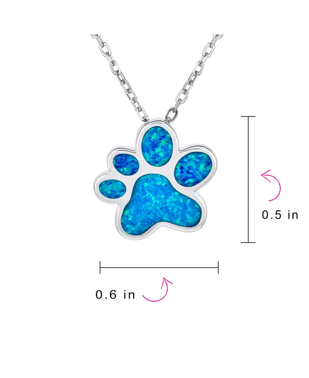 Bling Jewelry Bff Best Friend Animal Pet Lover Bff Synthetic Blue Opal Inlay Cat Dog Puppy Paw Print Necklace Pendant For Women Sterling Silver - Silv