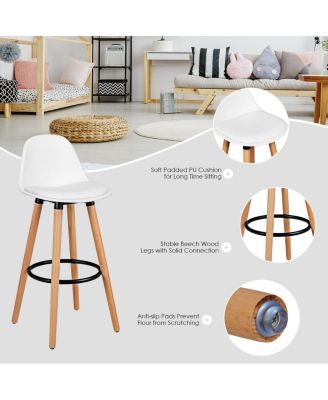 2 Pieces Mid-Century Barstool 28.5 Inch Dining Pub Chairs