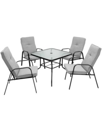 4 Patio Dining Stackable Chairs Set with High-Back Cushions