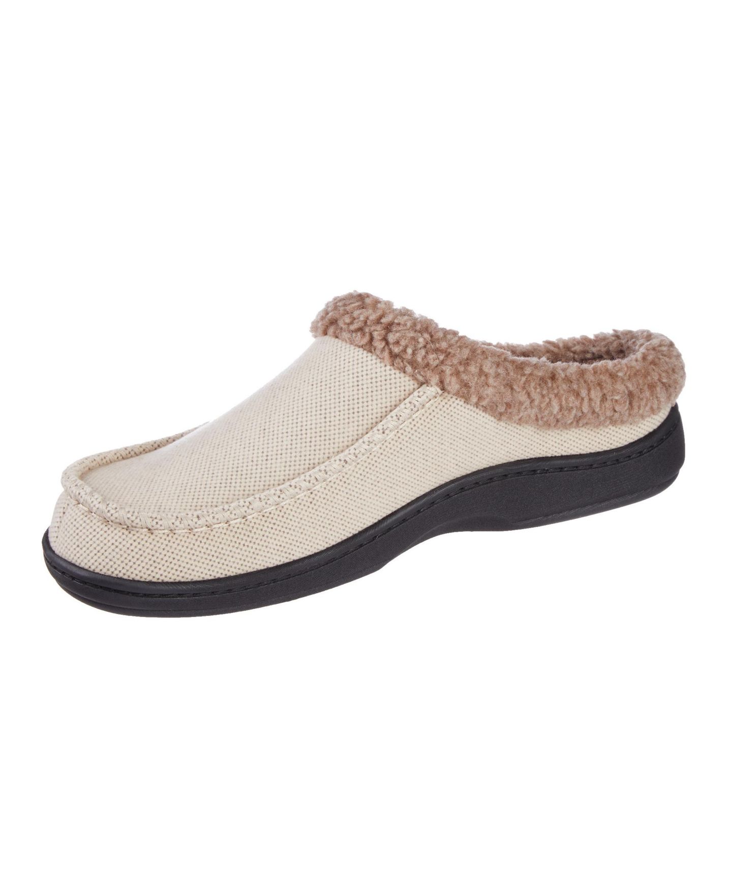 Мужские сабо Isotoner Lewis Clog Slippers with Memory Foam, цвет: Серо-бежевый — фото 6