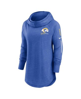 Women's Royal Los Angeles Rams Minimal Statement Lightweight Raglan Funnel Neck Pullover Hoodie