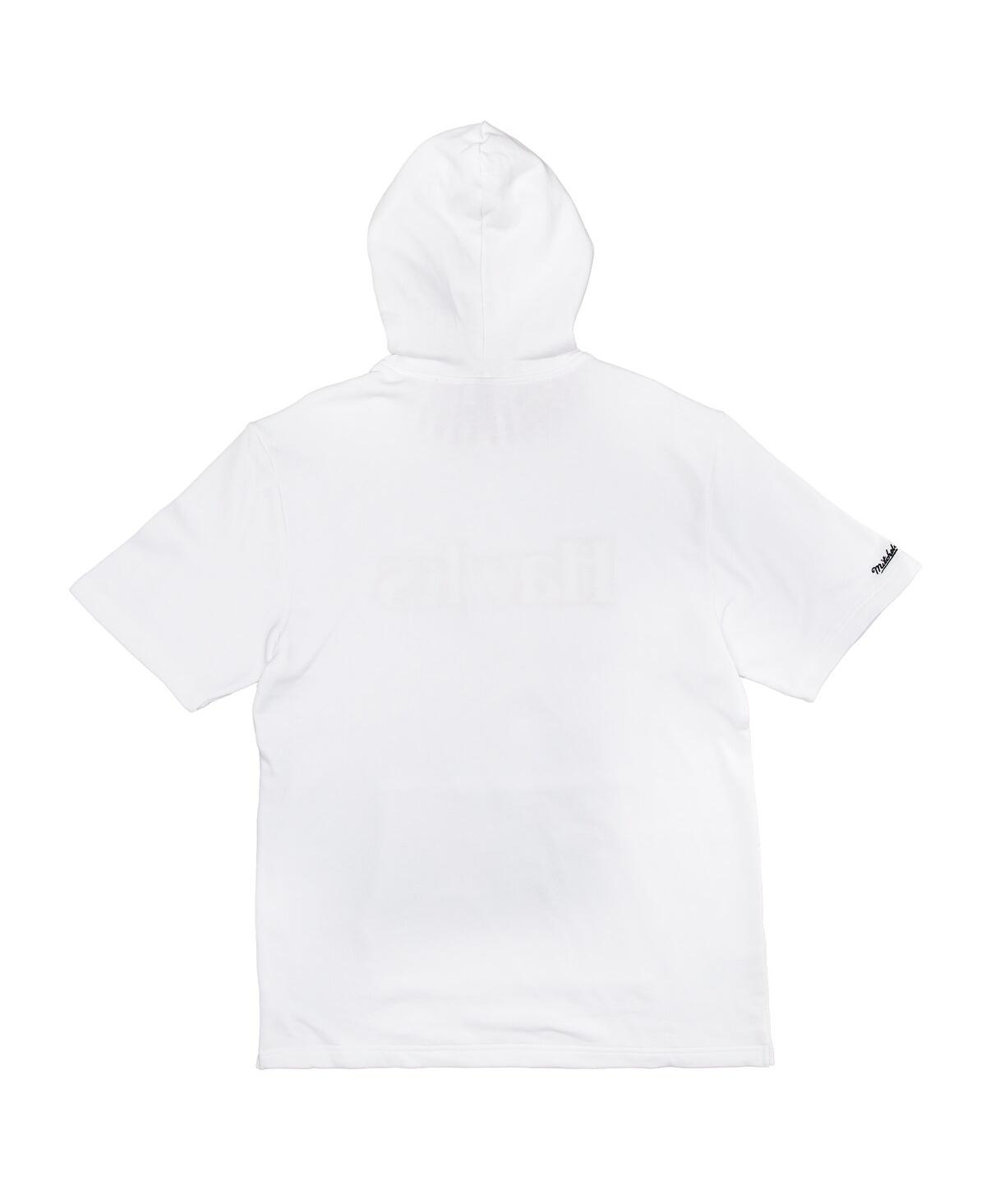 Mitchell & Ness Men'sAtlanta Hawks Striped Logo Short Sleeve Pullover Hoodie - White