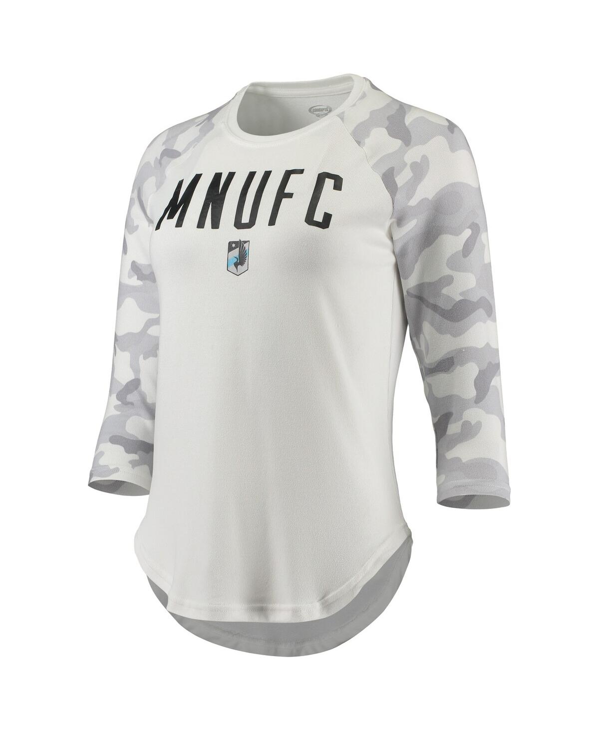 Concepts Sport Women'sGray Minnesota United Fc Composite 3/4-Sleeve Raglan Top - White, Gray
