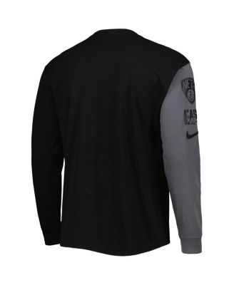 Men's Black Brooklyn Nets Courtside Versus Flight MAX90 Long Sleeve T-Shirt