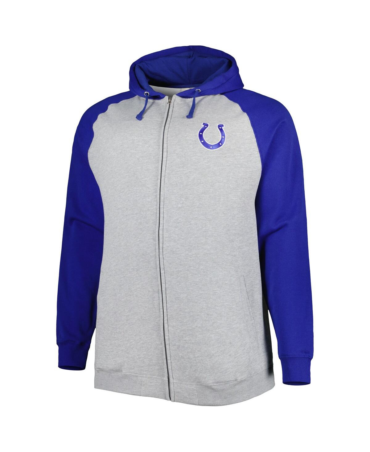 Fanatics Men'sIndianapolis Colts Big Tall Fleece Raglan Full-Zip Hoodie Jacket - Heather Gray