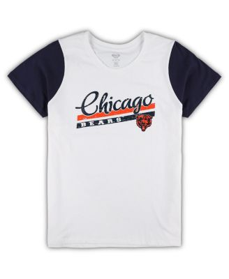 Women's White/Navy Chicago Bears Plus Size Downfield T-Shirt Shorts Sleep Set